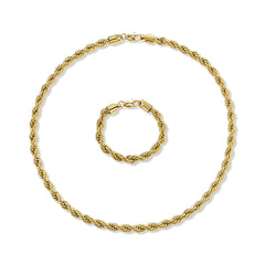 8mm GOLD ROPE CHAIN and bracelet set