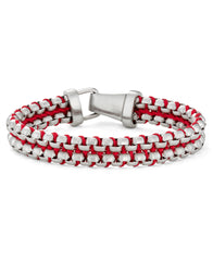 steel and red paracord bracelet