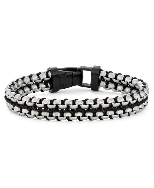steel and black paracord bracelet